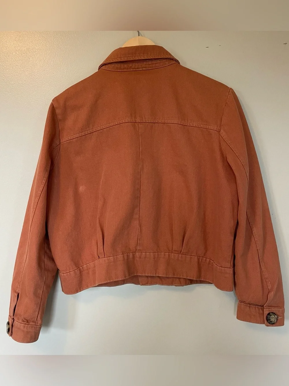 Free People Terracotta Button-Front Jean Jacket